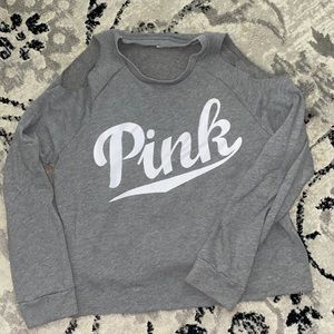 Cold shoulder pull over crew neck